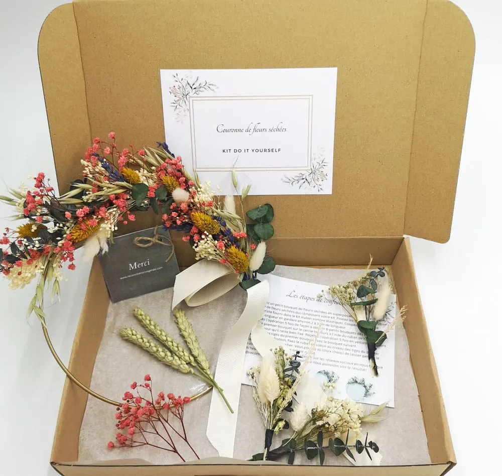 Réconciliation Végétale kit DIY couronne fleurs séchées bleu