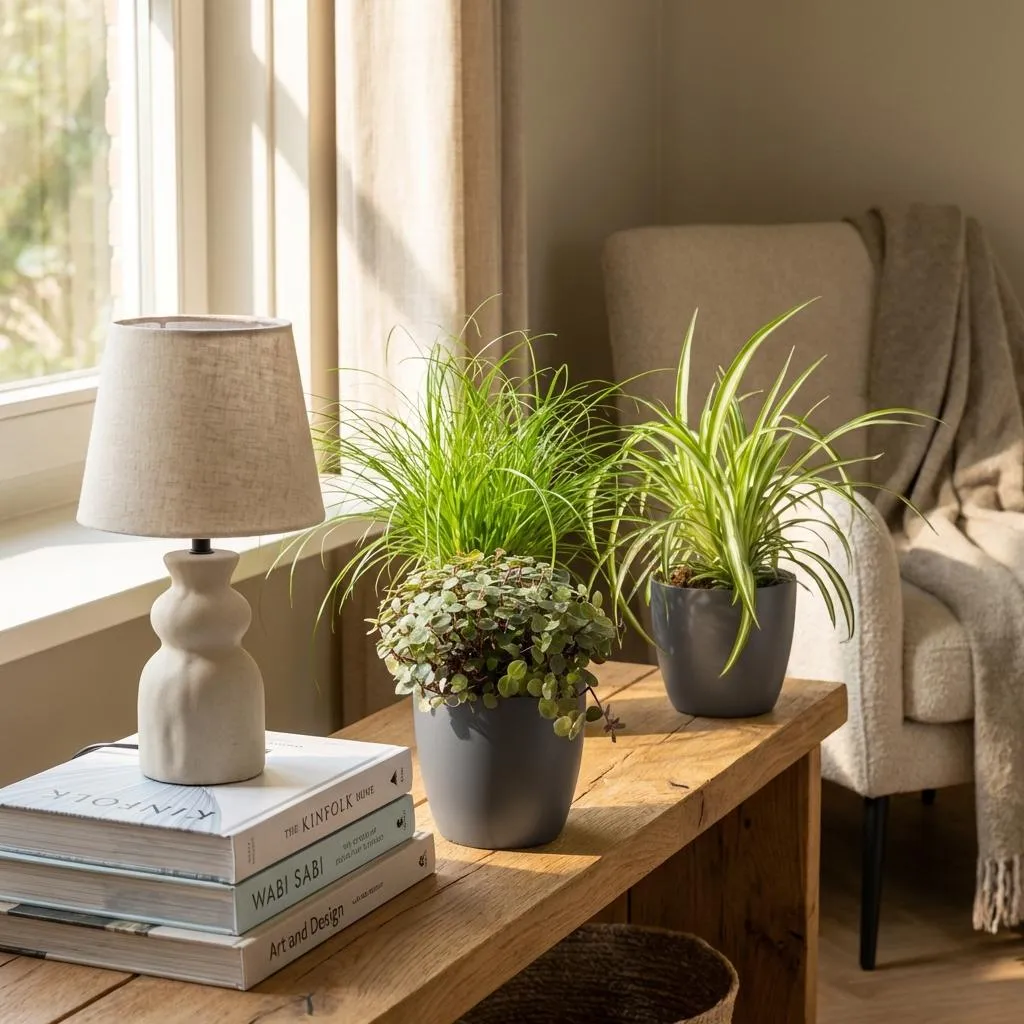 Plant and Stories Cyperus Calissia Chlorophytum plantes pot 12 cm blanc