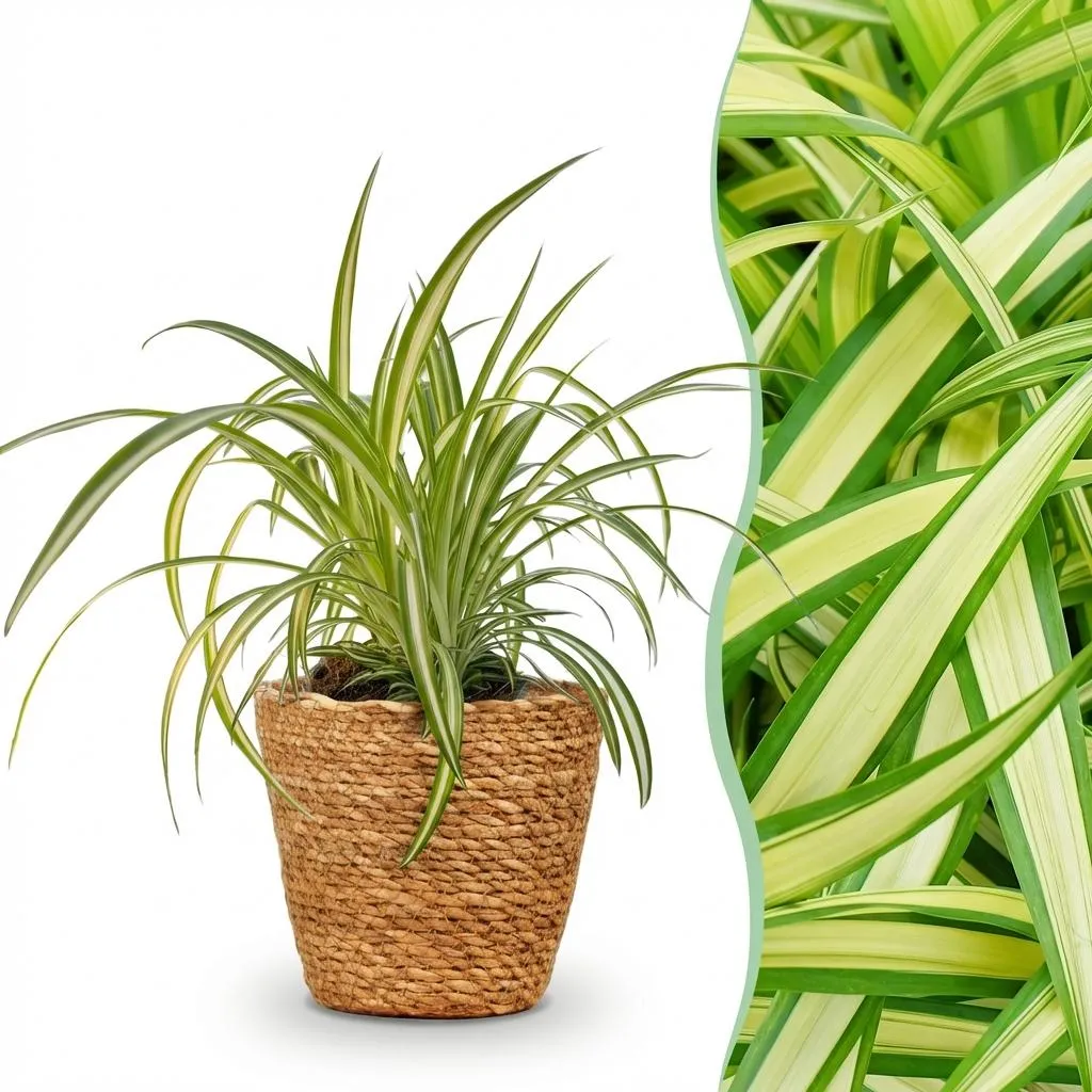 Plant and Stories Chlorophytum Plante Araignée Pot 12cm Blanc