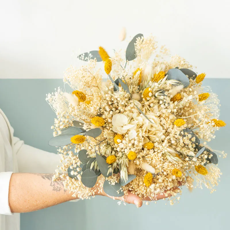 Réconciliation Végétale Georgette bouquet séché hortensia blanc