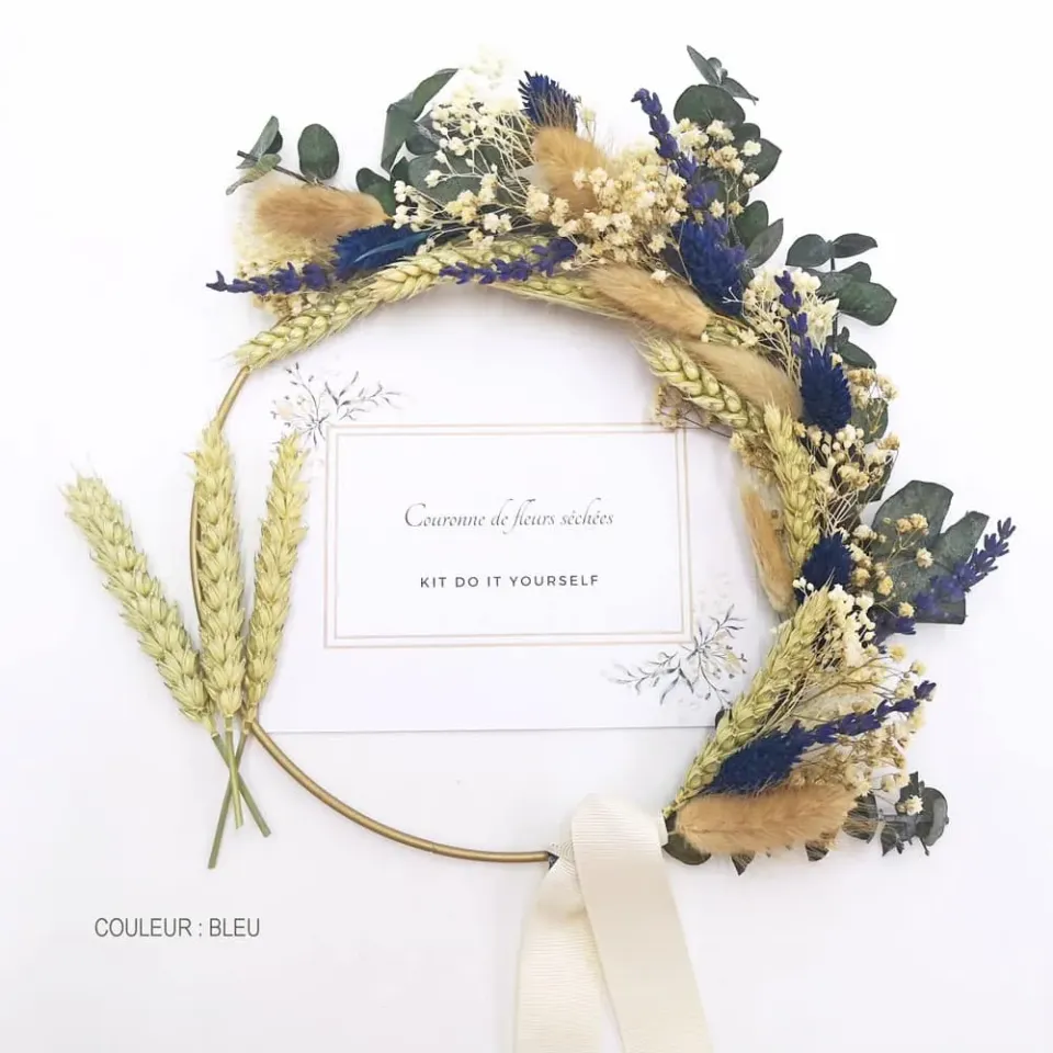 Réconciliation Végétale kit DIY couronne fleurs séchées bleu