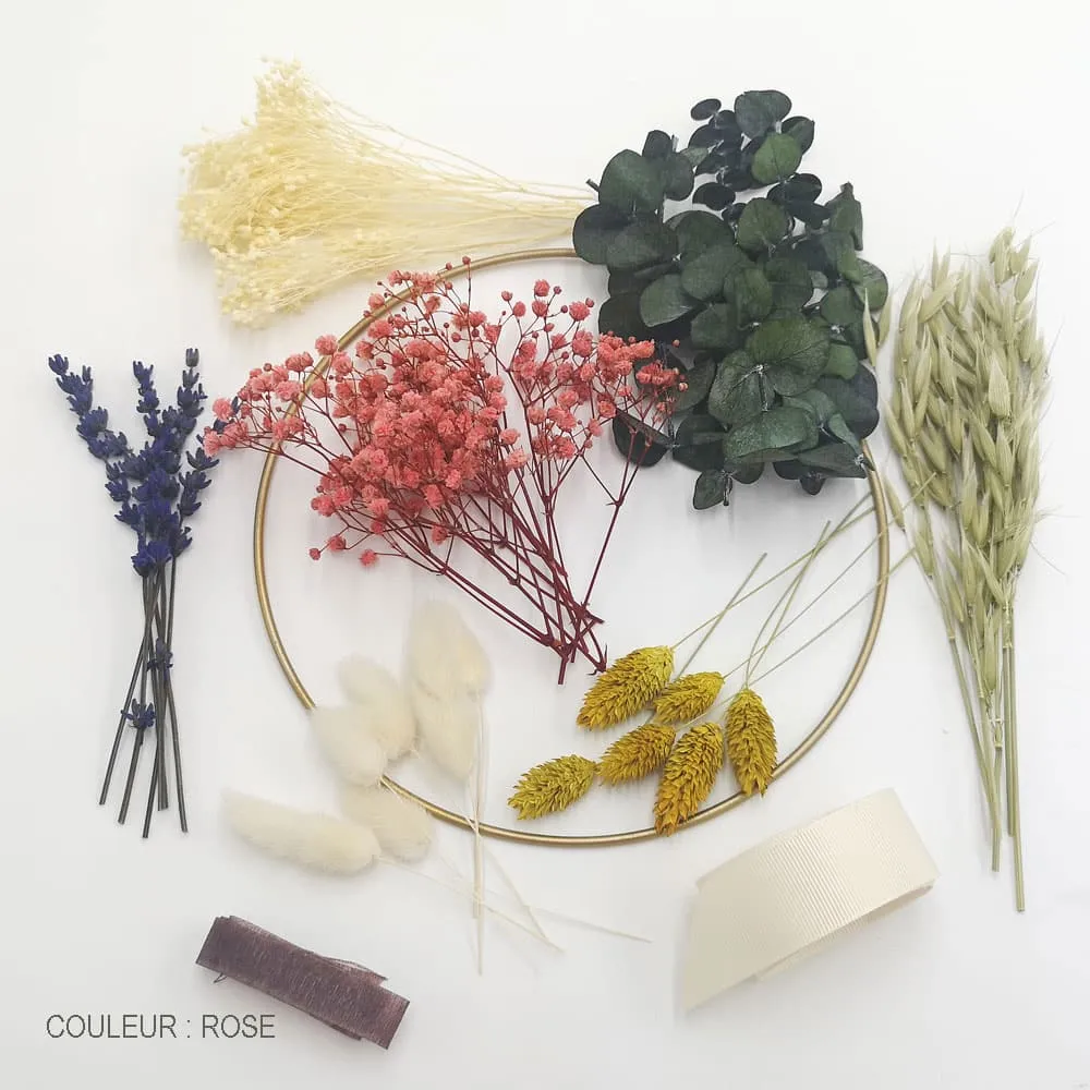 Réconciliation Végétale Kit DIY couronne fleurs séchées rose 20 cm