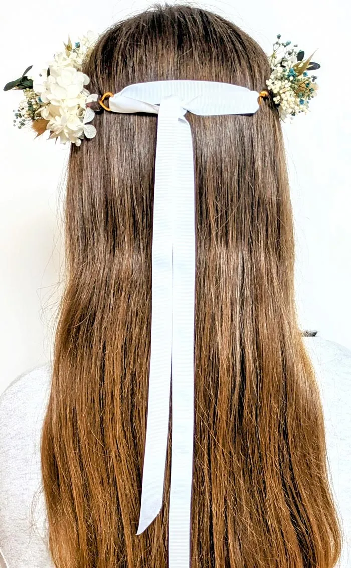 Réconciliation Végétale Couronne tête fleurs séchées mariée or