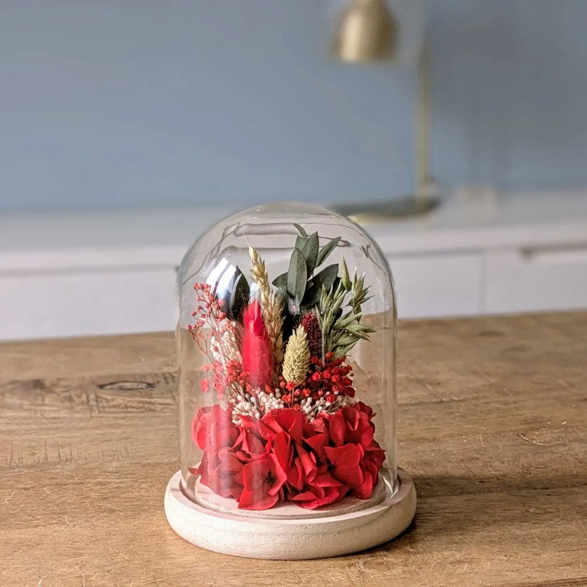 Réconciliation Végétale Amour cloche fleurs séchées rouge hortensia