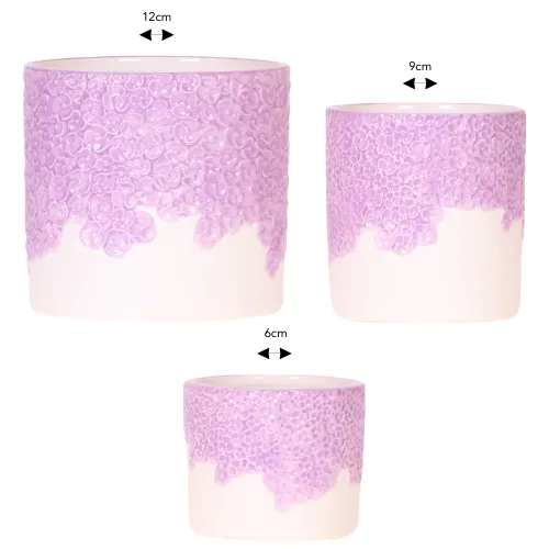 Plant and Stories Floral cache-pots céramique violet lot de 3
