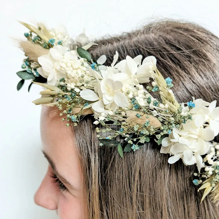 Réconciliation Végétale Couronne tête fleurs séchées mariée or