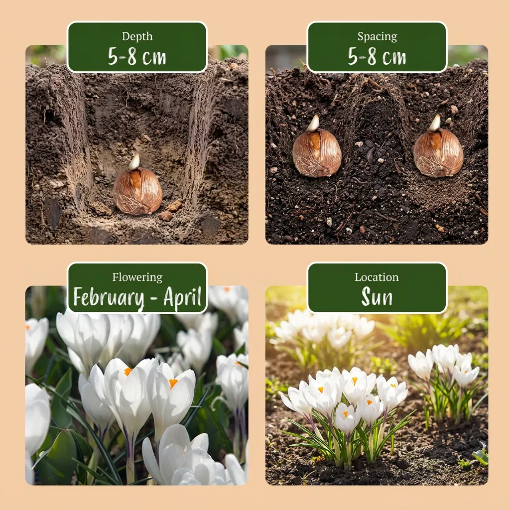 Plant and Stories Crocus bulbes blancs 60 bulbes calibre 7/8