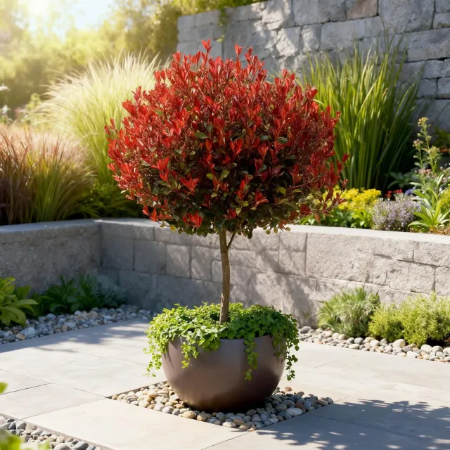 Plant and Stories Photinia Little Red Robin haie pot 19 cm rouge