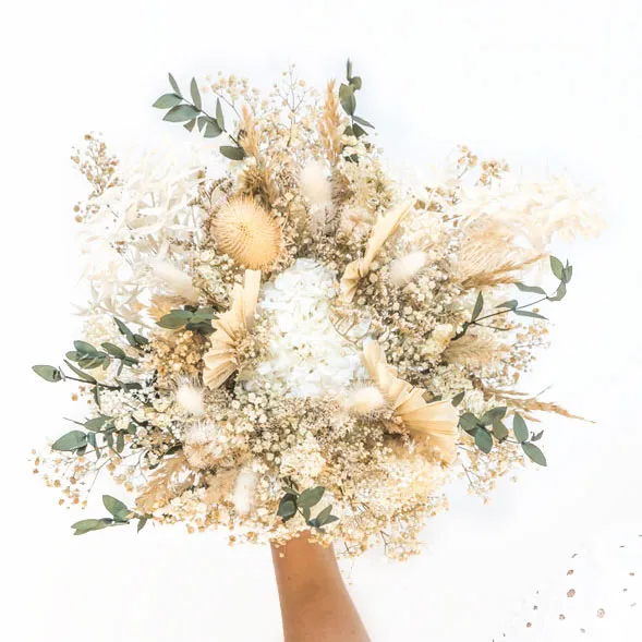 Réconciliation Végétale Marine bouquet fleurs séchées blanc 50 cm