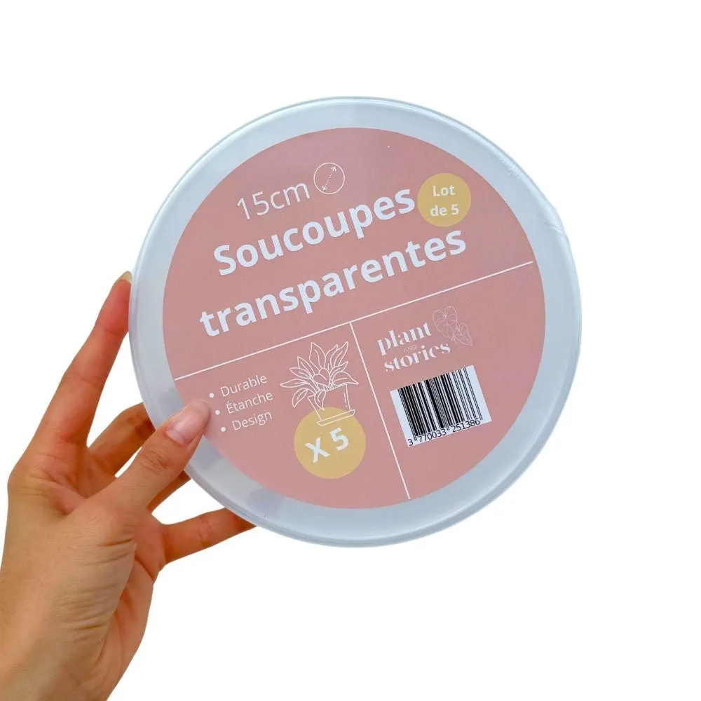 PLANT AND STORIES Soucoupe transparente coupelle rigide 13 cm lot 5