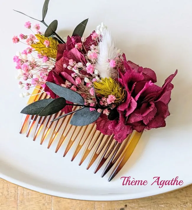 Réconciliation Végétale peigne mariée fleurs séchées écaille