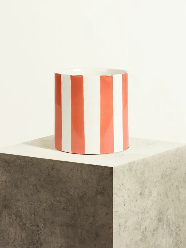 By Charlot Color Block cache-pot céramique rayé orange 18 cm