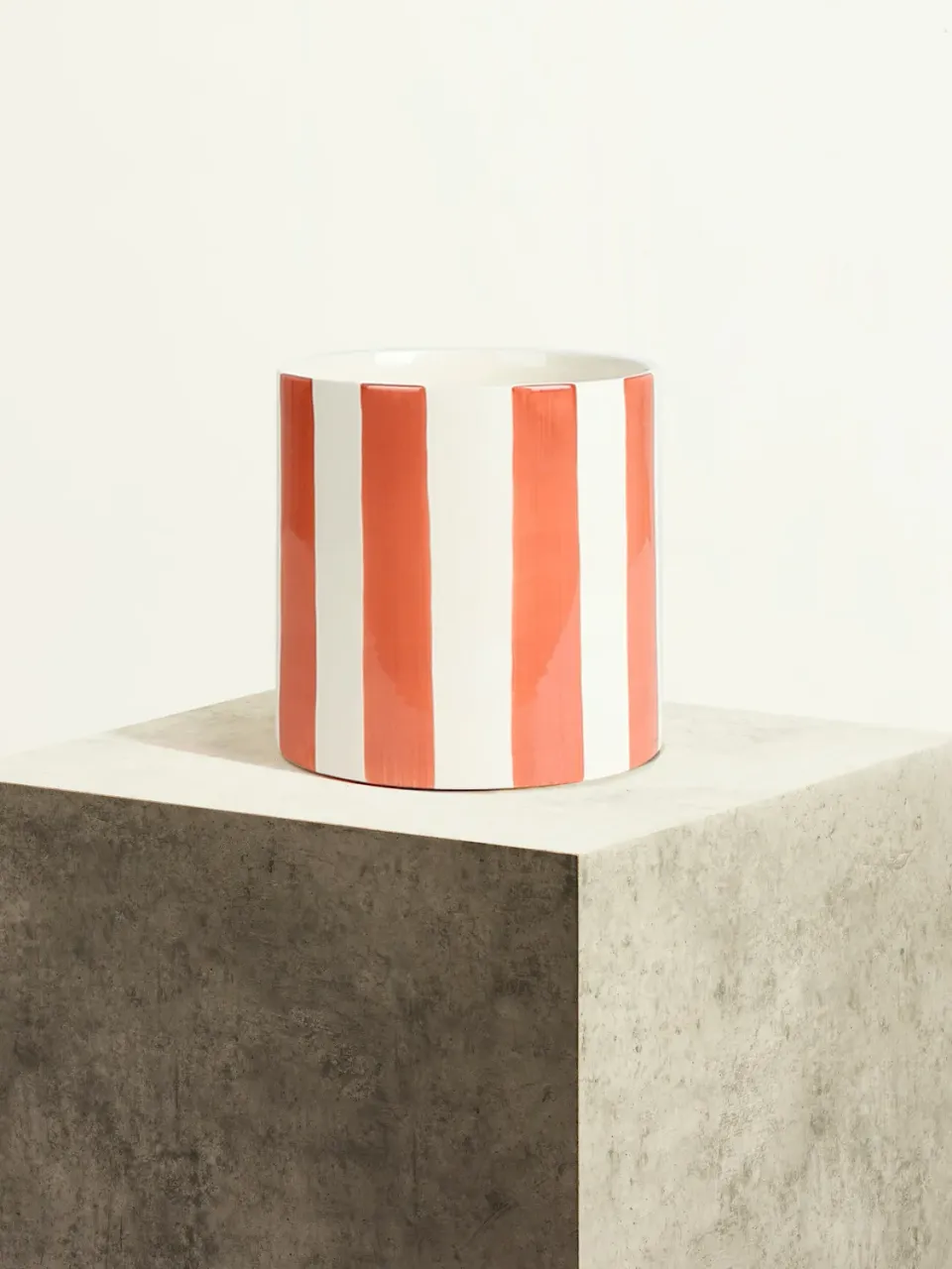 By Charlot Color Block cache-pot céramique rayé orange 18 cm