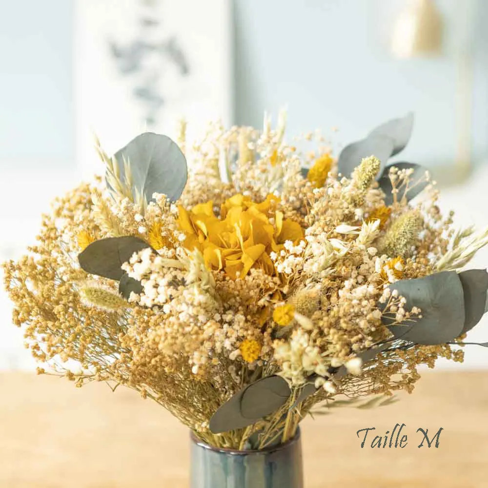Réconciliation Végétale Colette bouquet fleurs séchées hortensia jaune