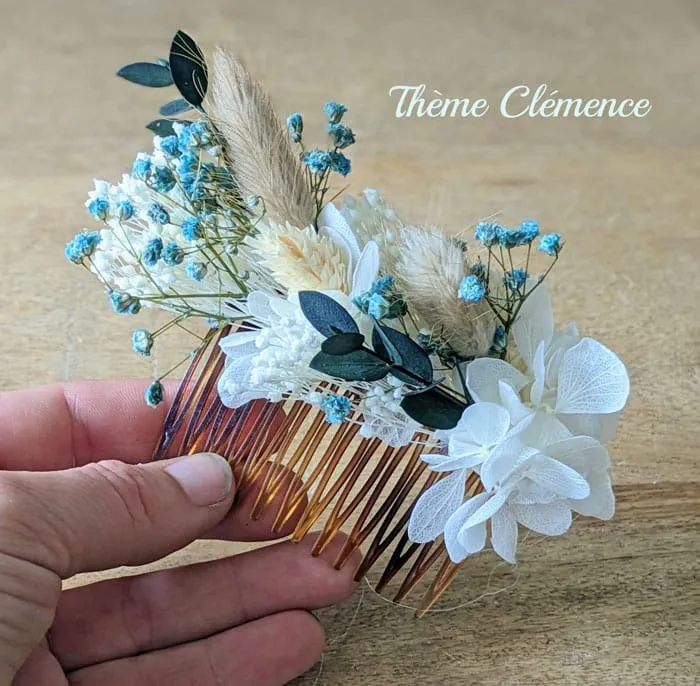 Réconciliation Végétale peigne mariée fleurs séchées écaille