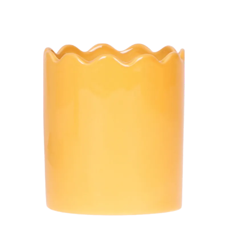 Kolibri Ondulé cache-pot céramique 9 cm blanc brillant