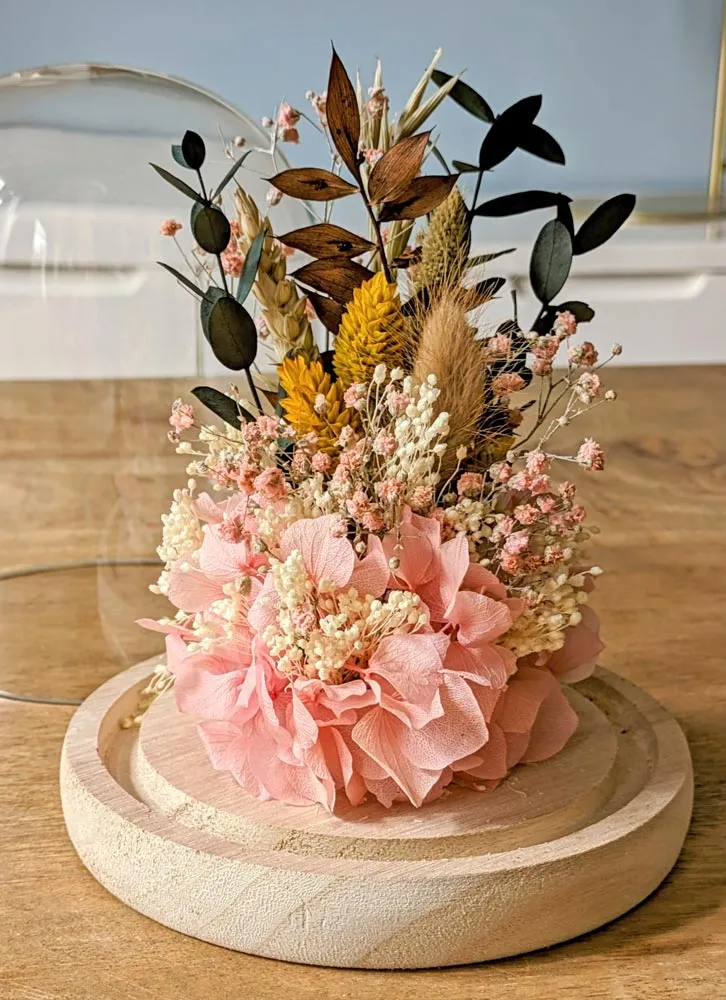 Réconciliation Végétale Emma Cloche Fleurs Séchées Rose 21 cm