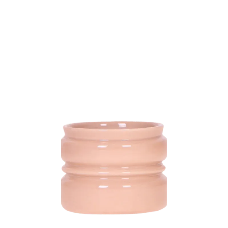 Cache-pot céramique strié étagé terracotta 9 cm brillant