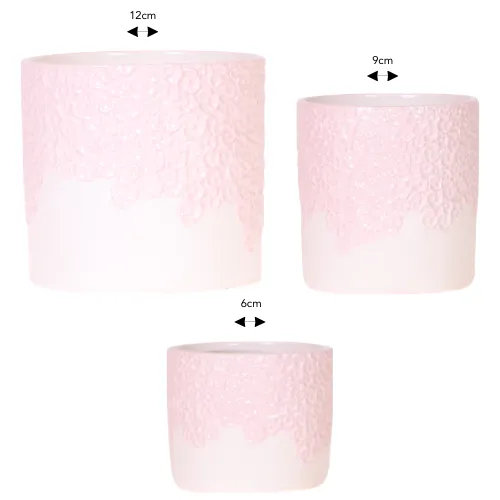 Plant and Stories lot 3 cache-pots céramique rose 6-12cm
