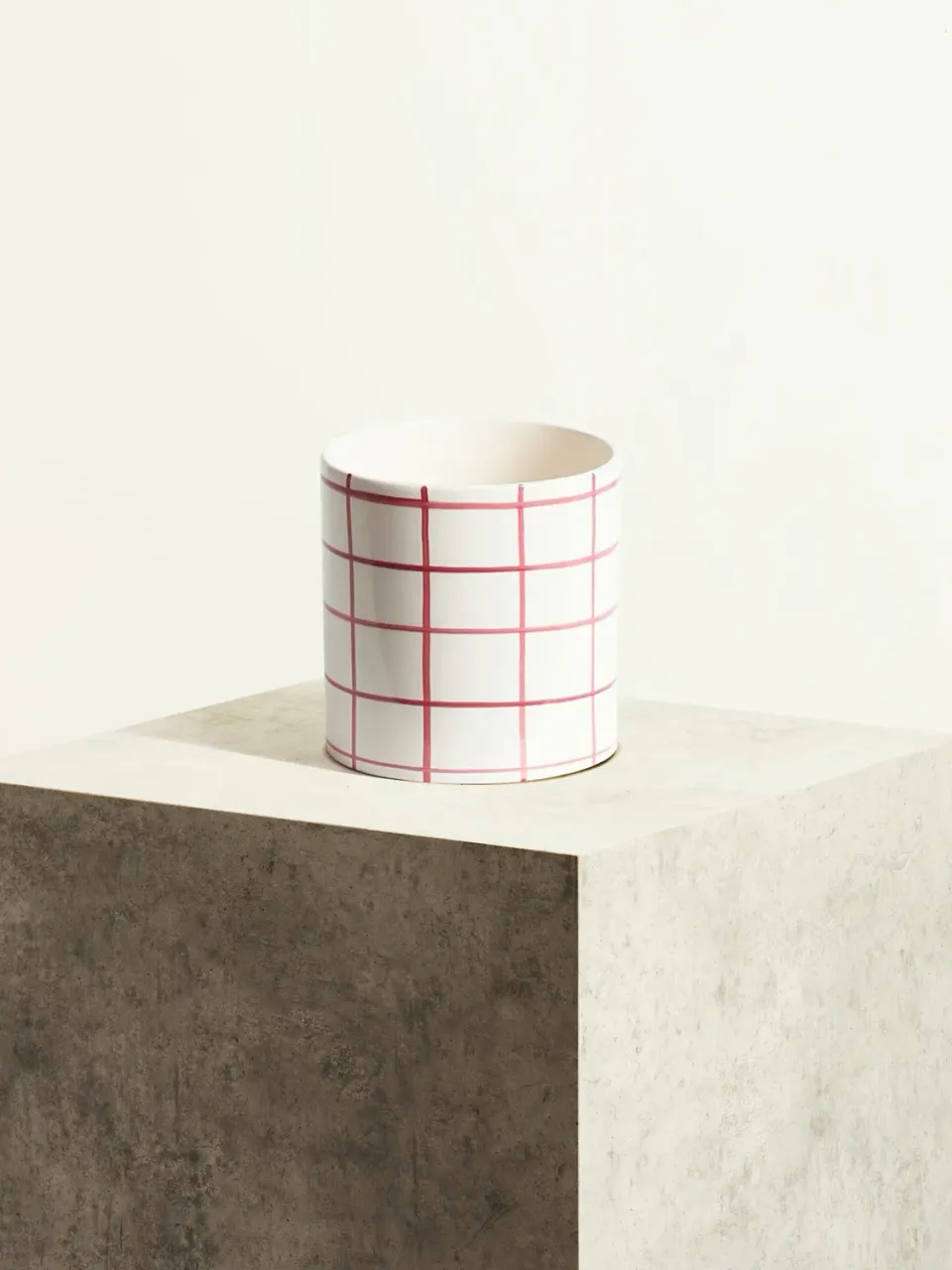 By Charlot Céramique quadrillée Sorbet Cassis cache-pot 14 cm
