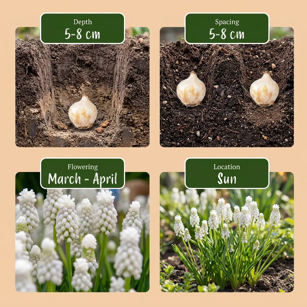 Plant and Stories Muscari White Magic bulbes 50 bulbes blanc