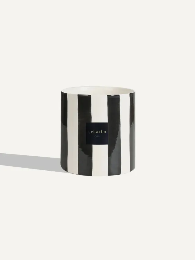 By Charlot Céramique rayée cache-pot noir réglisse 18 cm
