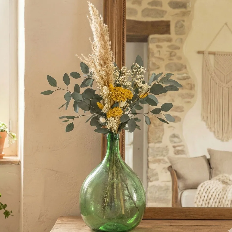 Réconciliation Végétale Jailys bouquet fleurs séchées dame-jeanne jaune