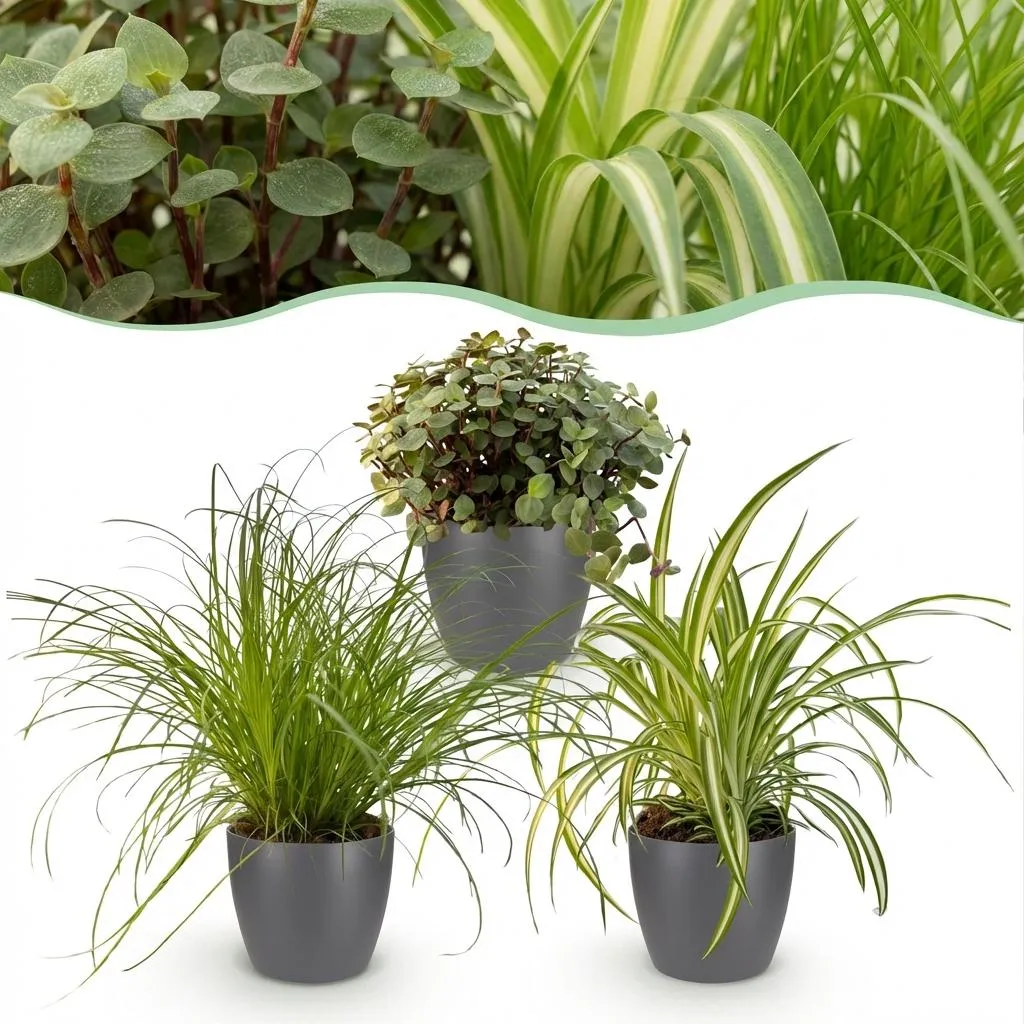 Plant and Stories Cyperus Calissia Chlorophytum plantes pot 12 cm blanc