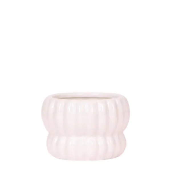 Plant and Stories cache-pot céramique nervuré rose 12 cm