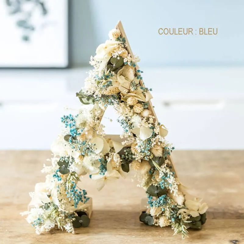 Réconciliation Végétale initiale fleurs séchées lettre 20,5cm