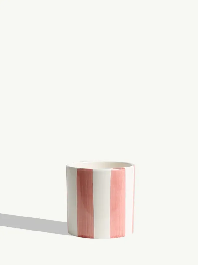 By Charlot Céramique rayée cache-pot rose sorbet 10 cm