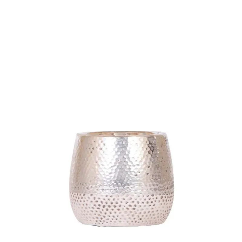 Plant and Stories Elite cache-pot céramique 9 cm argenté brillant