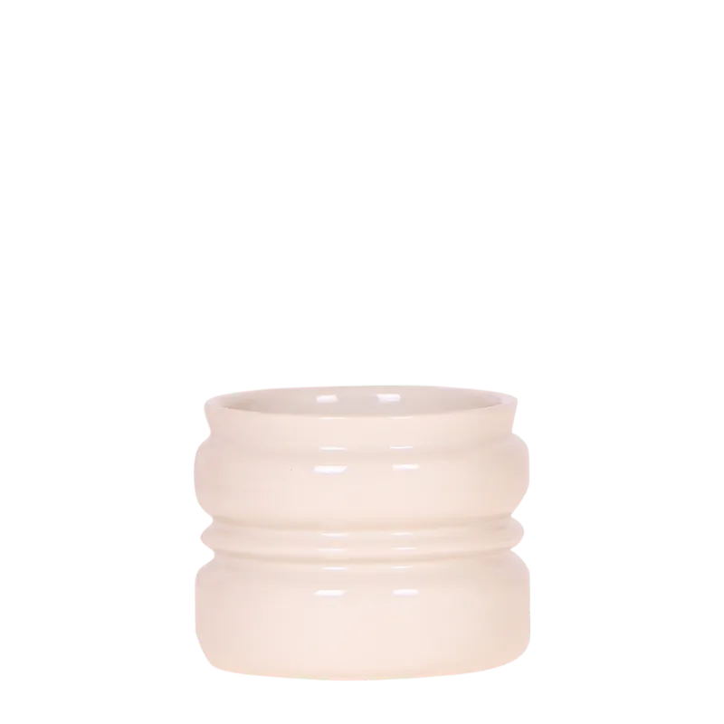 Cache-pot céramique strié étagé terracotta 9 cm brillant