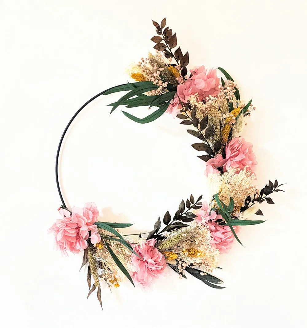 Réconciliation Végétale Honorine Couronne Fleurs Séchées Rose