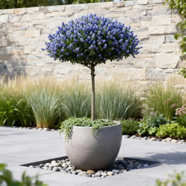 Plant and Stories Céanothe Repens arbuste fleuri pot 19 cm bleu