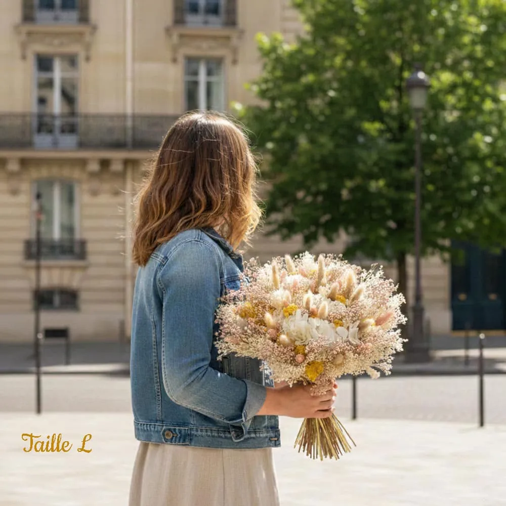 Réconciliation Végétale Lucie bouquet fleurs séchées hortensia pastel