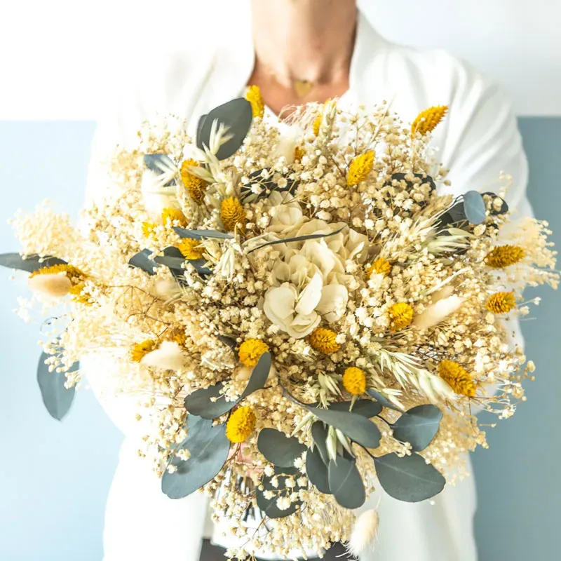 Réconciliation Végétale Georgette bouquet séché hortensia blanc