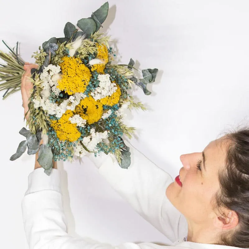 Réconciliation Végétale Marcelle bouquet fleurs séchées jaune 50 cm