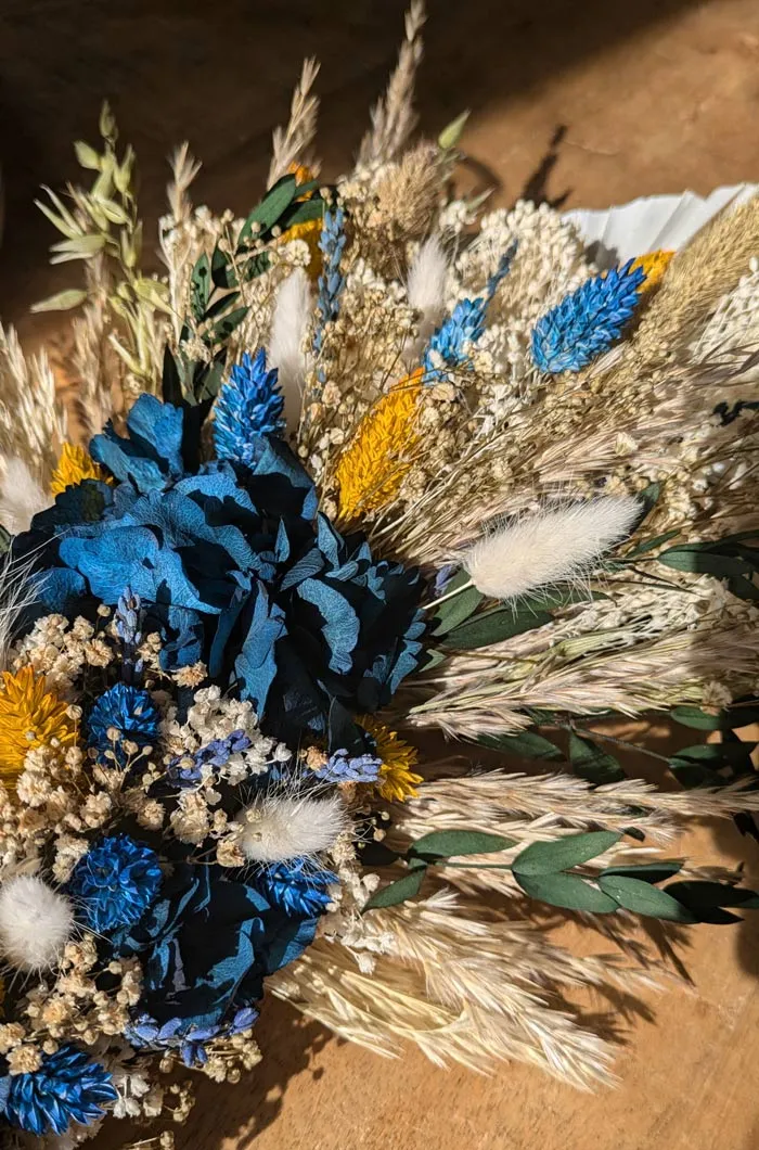 Réconciliation Végétale Centre de table mariés fleurs séchées 75 cm