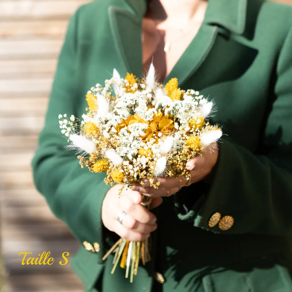 Réconciliation Végétale Carmen bouquet fleurs séchées ocre hortensia