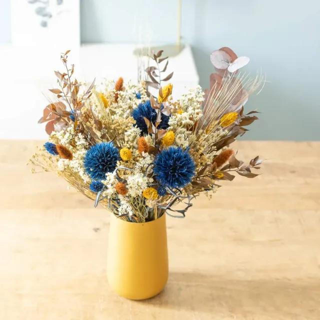 Réconciliation Végétale Lucienne bouquet fleurs séchées bleu S