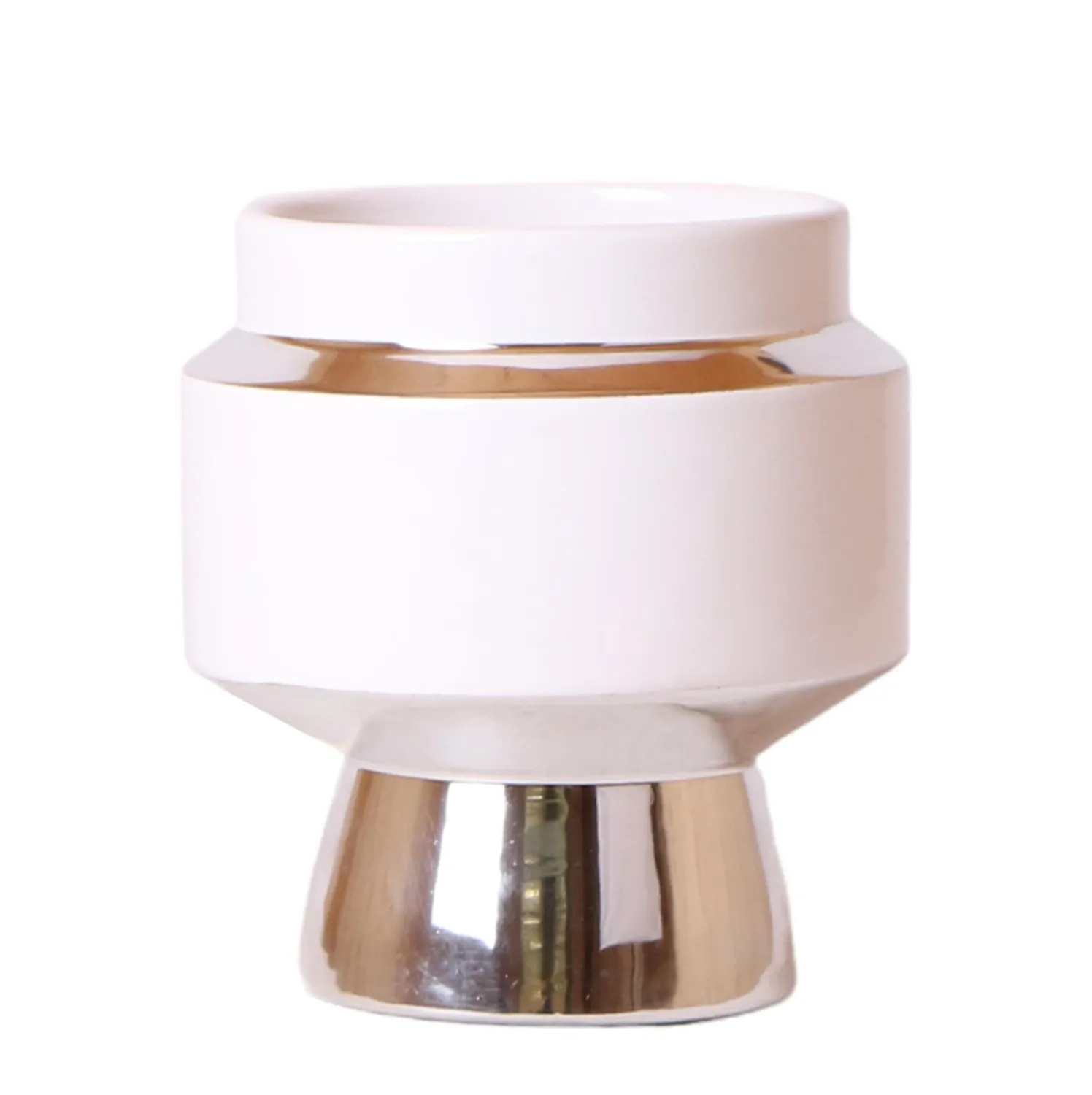 Plant and Stories Le Chic cache-pot céramique blanc 6cm argenté