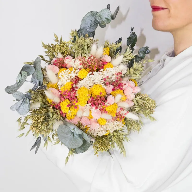 Réconciliation Végétale Madeleine bouquet fleurs séchées jaune rose