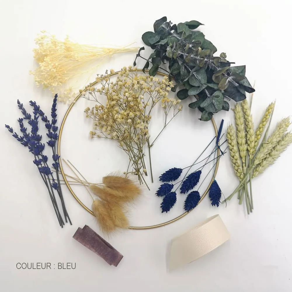 Réconciliation Végétale kit DIY couronne fleurs séchées bleu
