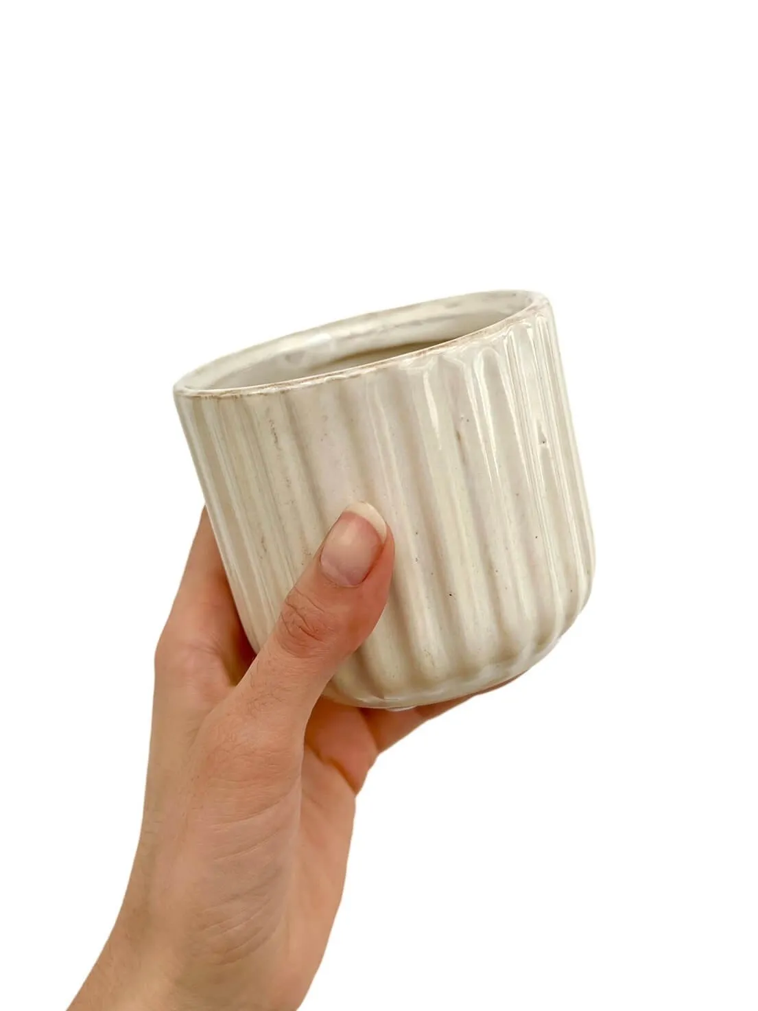 Plant and Stories cache-pot céramique ondulé mini blanc soie