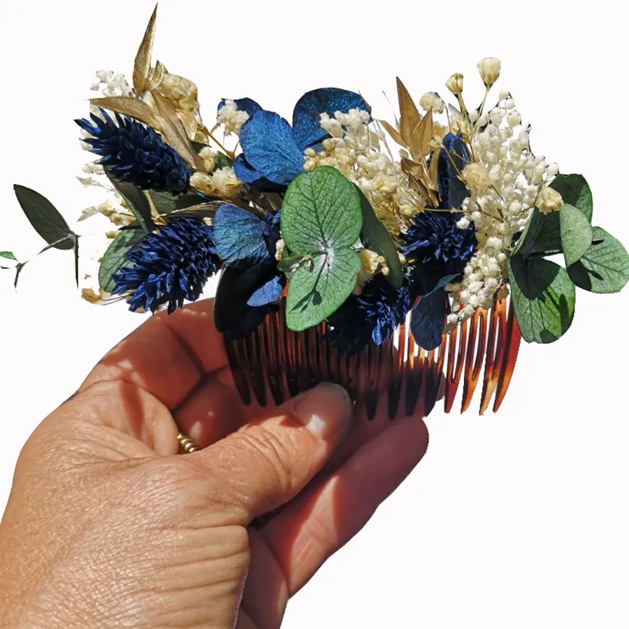 Réconciliation Végétale peigne mariée fleurs séchées écaille