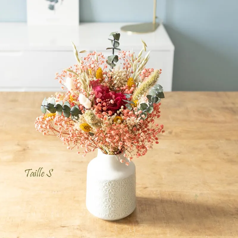 Réconciliation Végétale Agathe bouquet fleurs séchées hortensia rose
