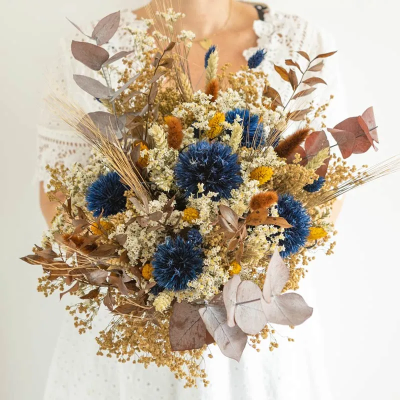 Réconciliation Végétale Lucienne bouquet fleurs séchées bleu S