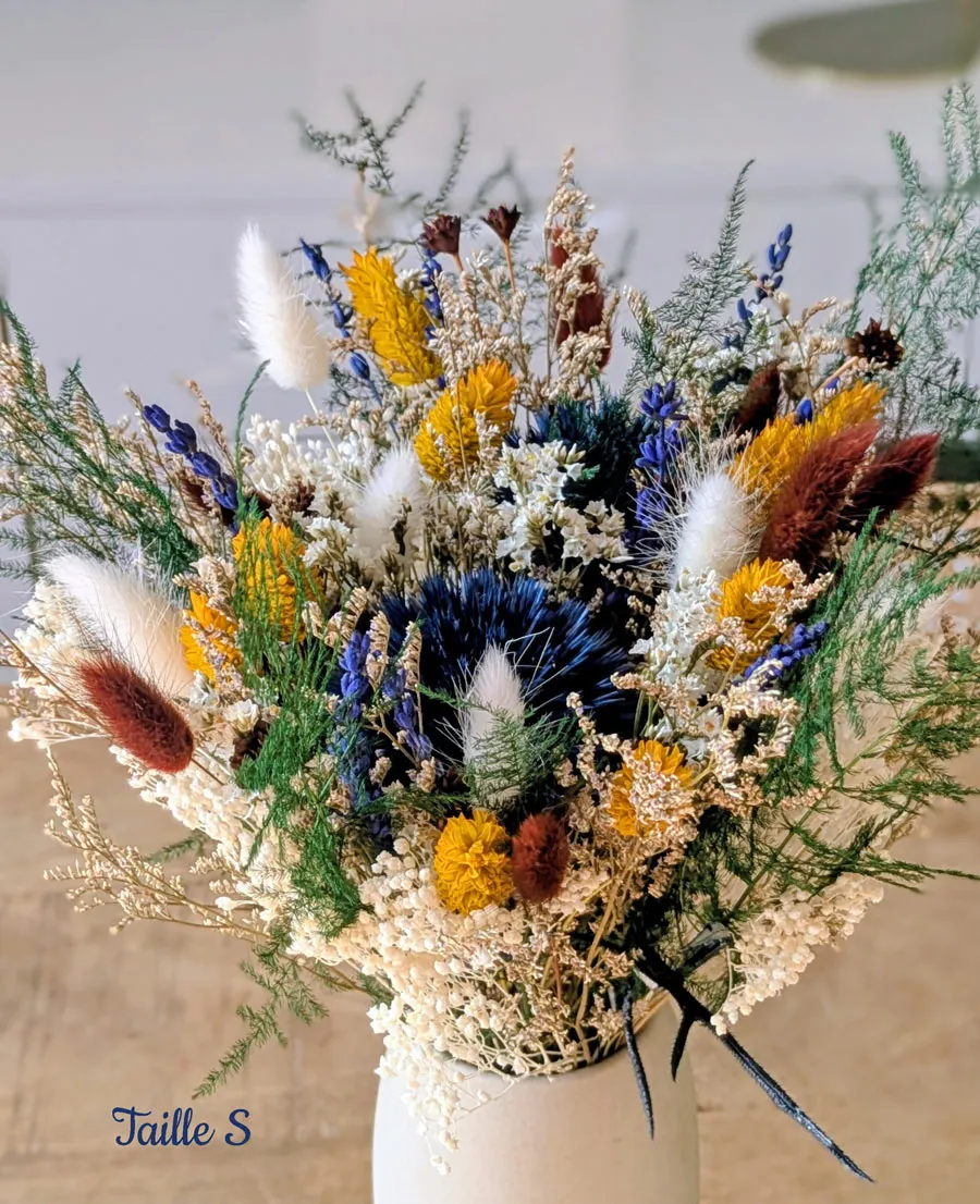 Réconciliation Végétale Billy bouquet fleurs séchées M bleu