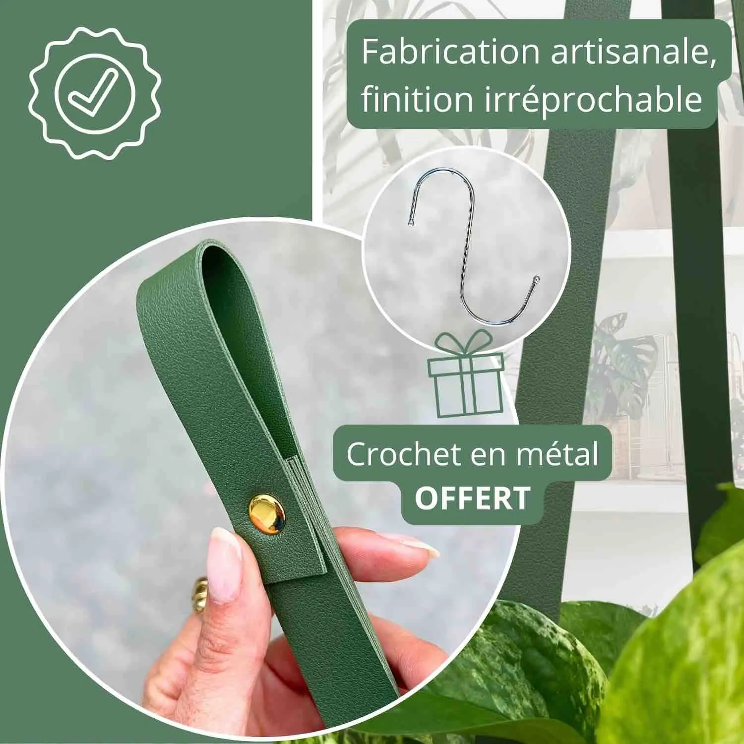 PLANT AND STORIES Duo suspensions similicuir plantes pot 15 cm blanc